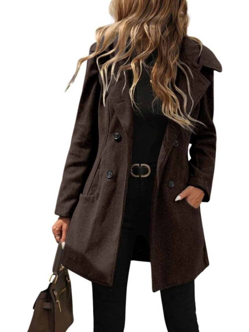 Stylish Women's Winter Double Breasted Hooded Wool Trench Peacoat - Warm & Chic